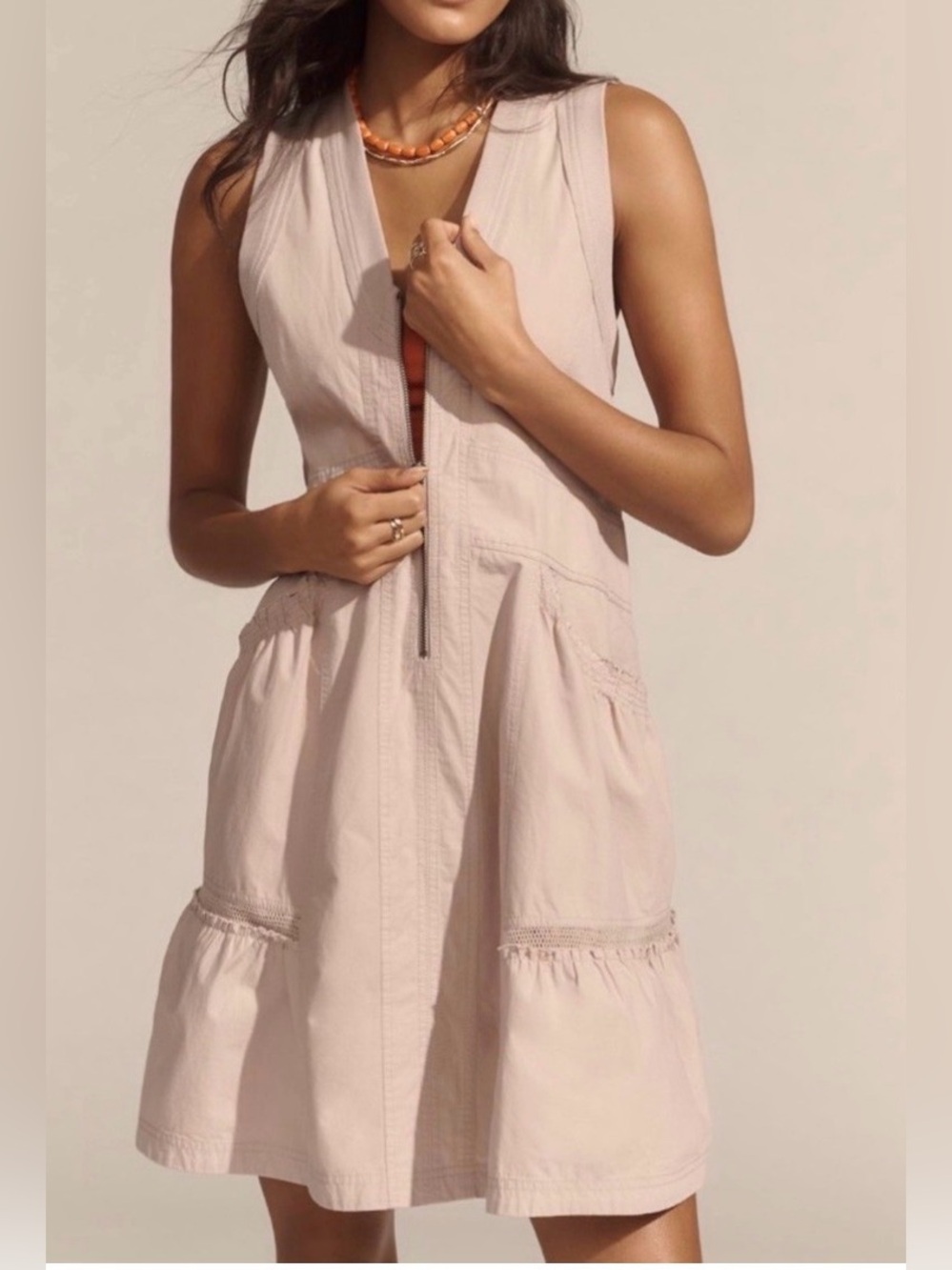 Anthropologie Daily Practice Trek Utility Mini Dress Muted Rose Size L